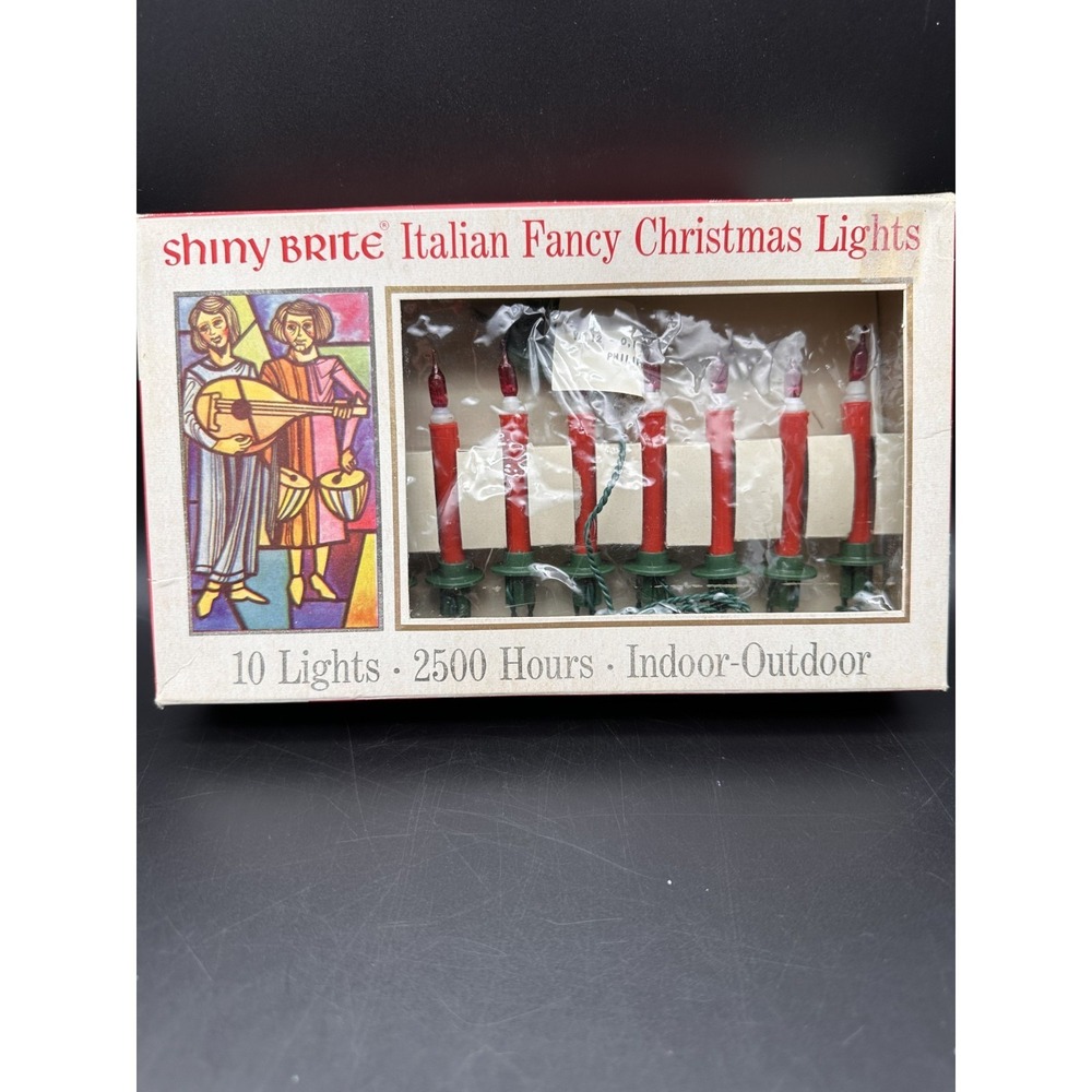 SHINY BRITE ITALIAN FANCY CHRISTMAS LIGHTS 10 LIGHTS RED ALL WORKING